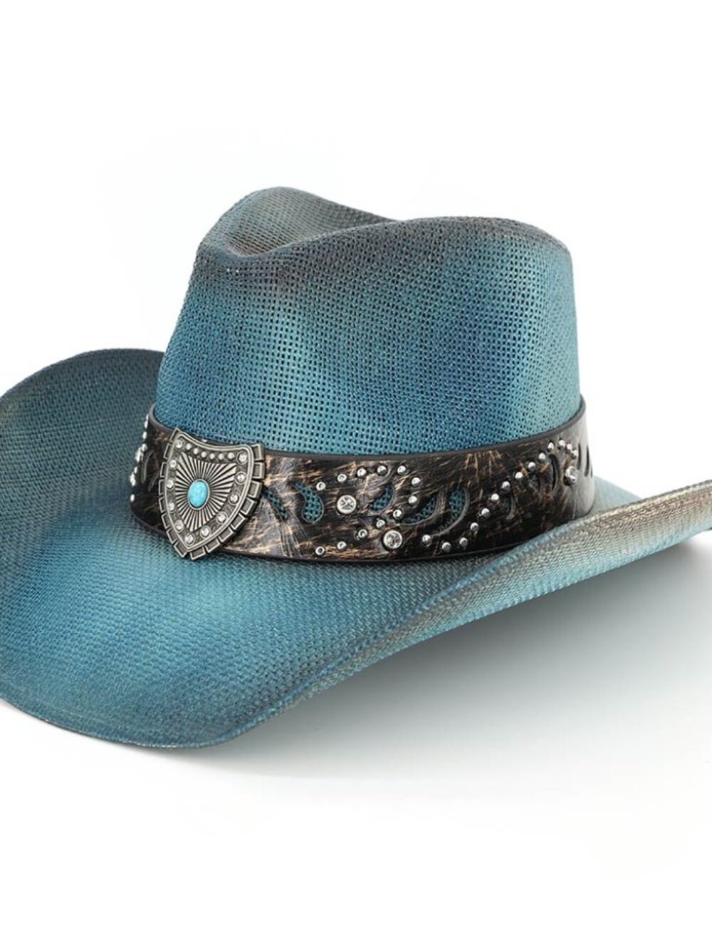 Western Straw Hats Cowboy / Cowgirl Dark Blue Hat Women's Rodeo, Fair, Party NEW